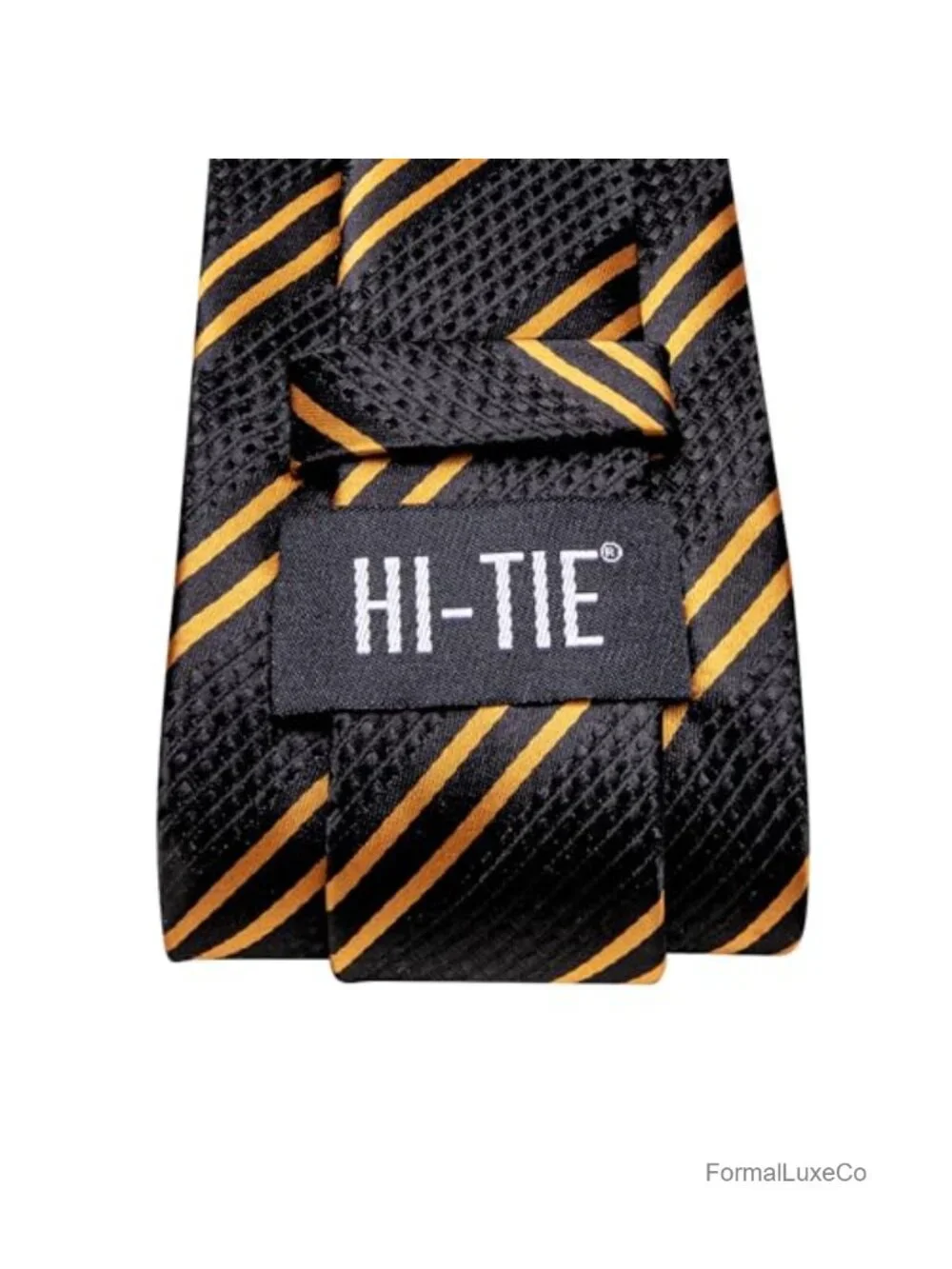 Hi-Tie Men's Silk Stripe Paisley Necktie Set with Pocket Square & Cufflinks,